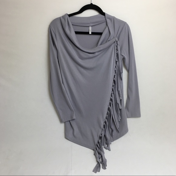 📦 Lucky | Asymmetrical Fringe Wrap Blouse - Picture 3 of 8